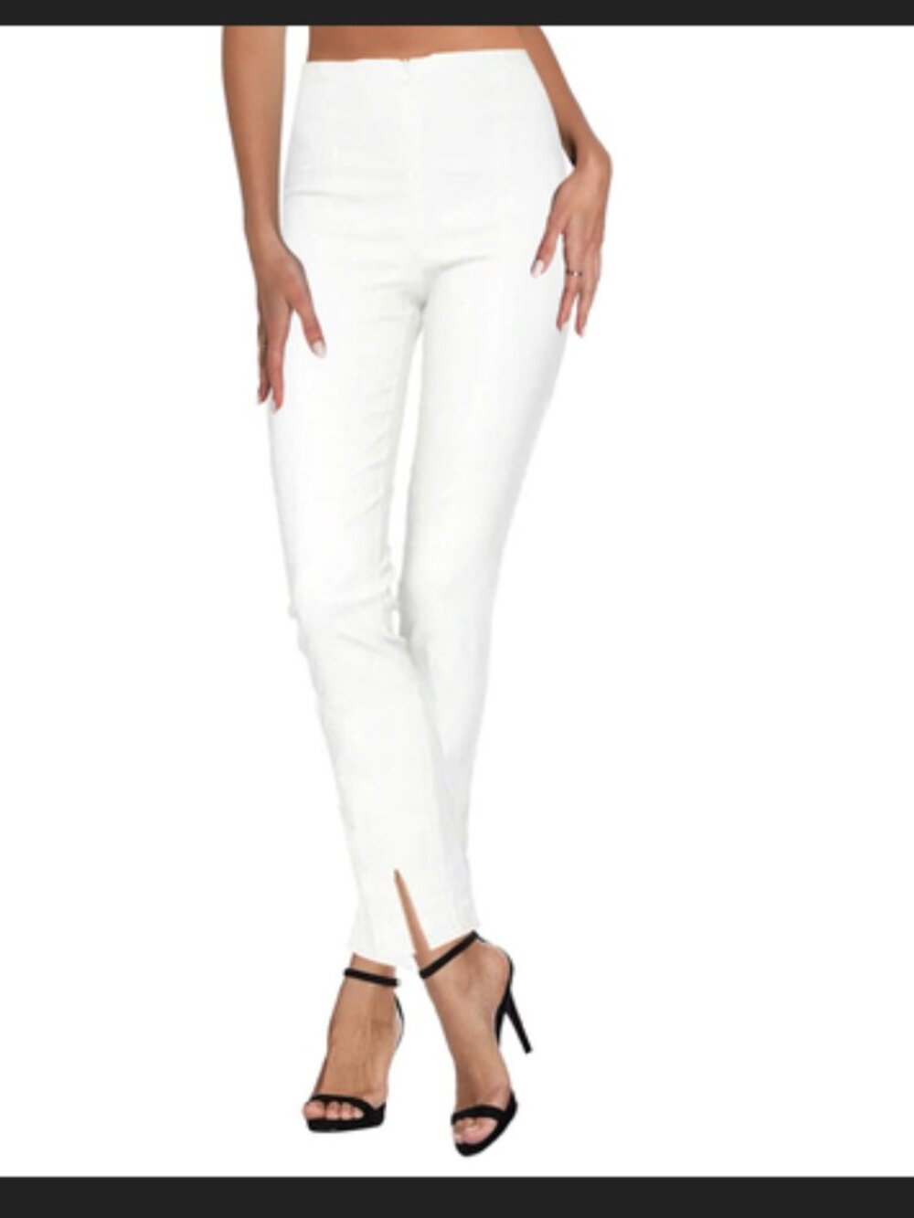 Women's pants. Klaveli. Size 6. white ,split leg. Pull ons.No Zipper..